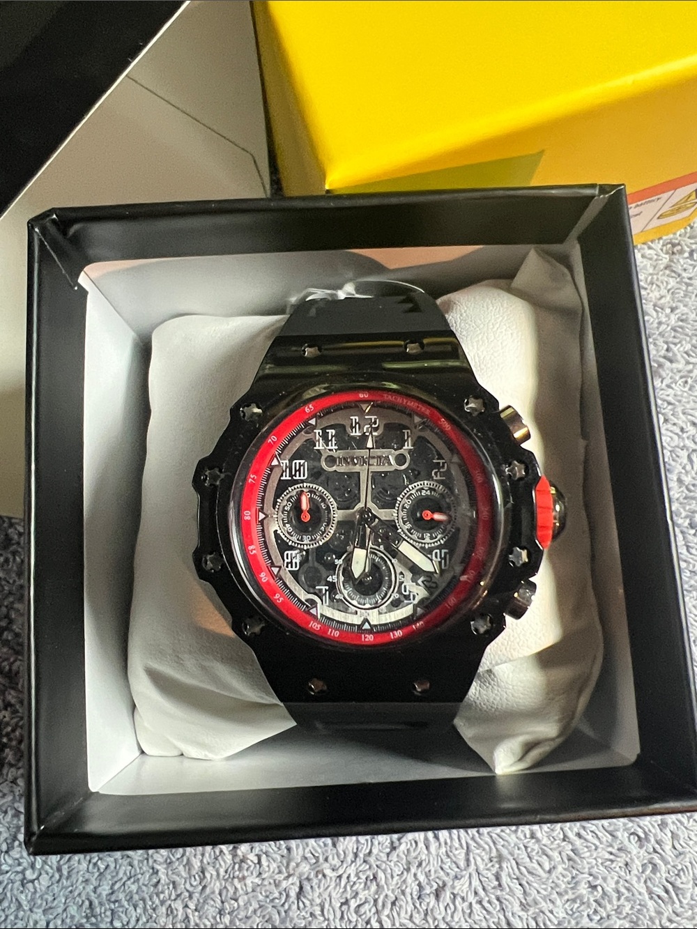 Invicta Black and Red Skeleton Chronograph Watch - Picture 2 of 3